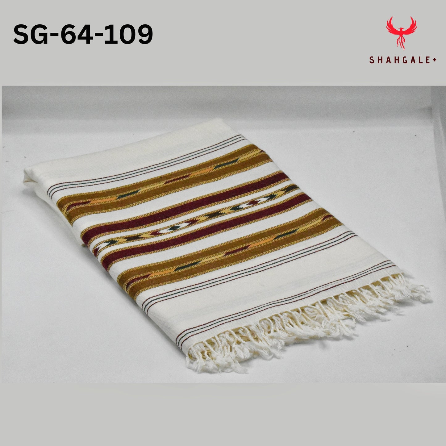 64 Wool Multi Flower Border (Full White color )