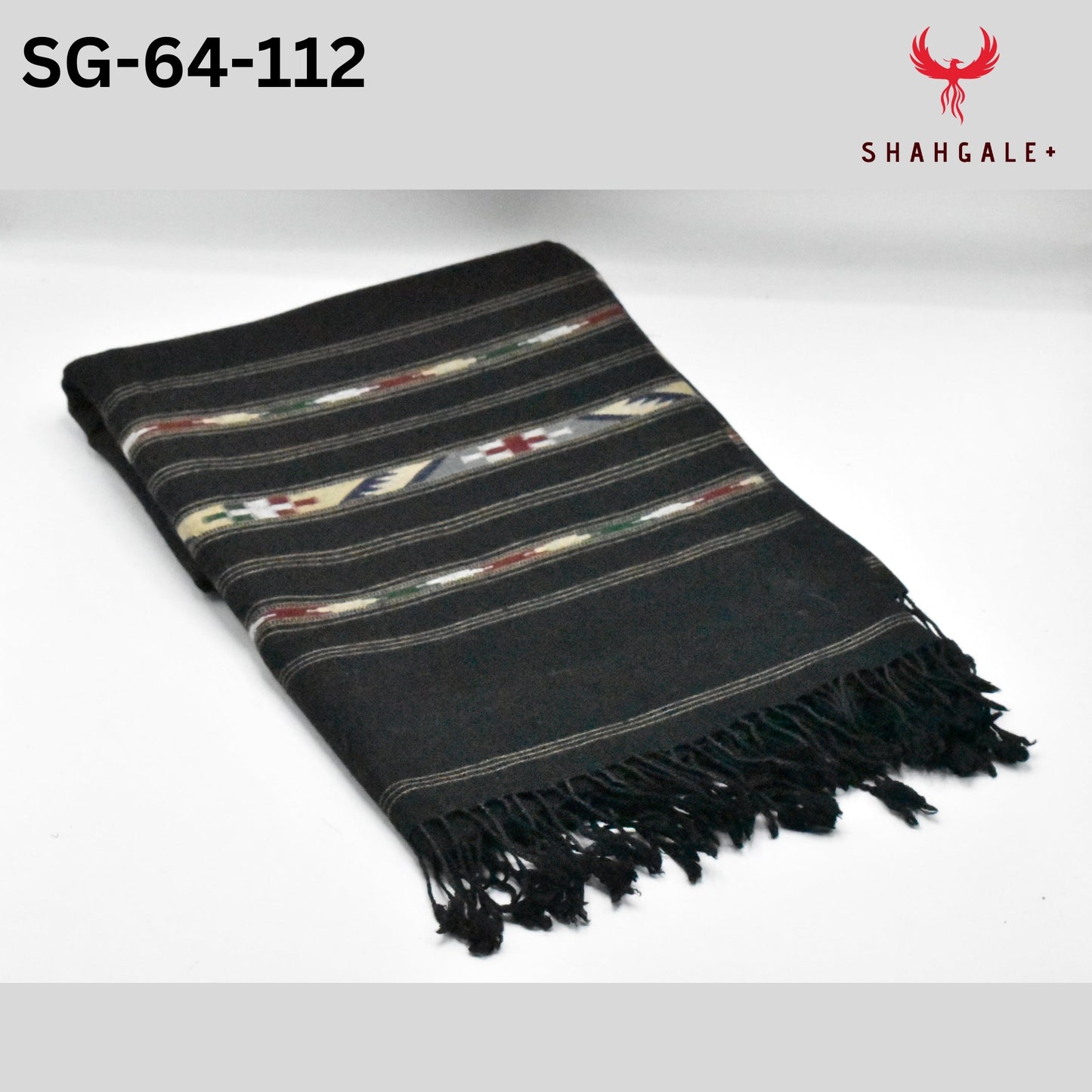 64 Wool Multi Flower Border (Black Color)