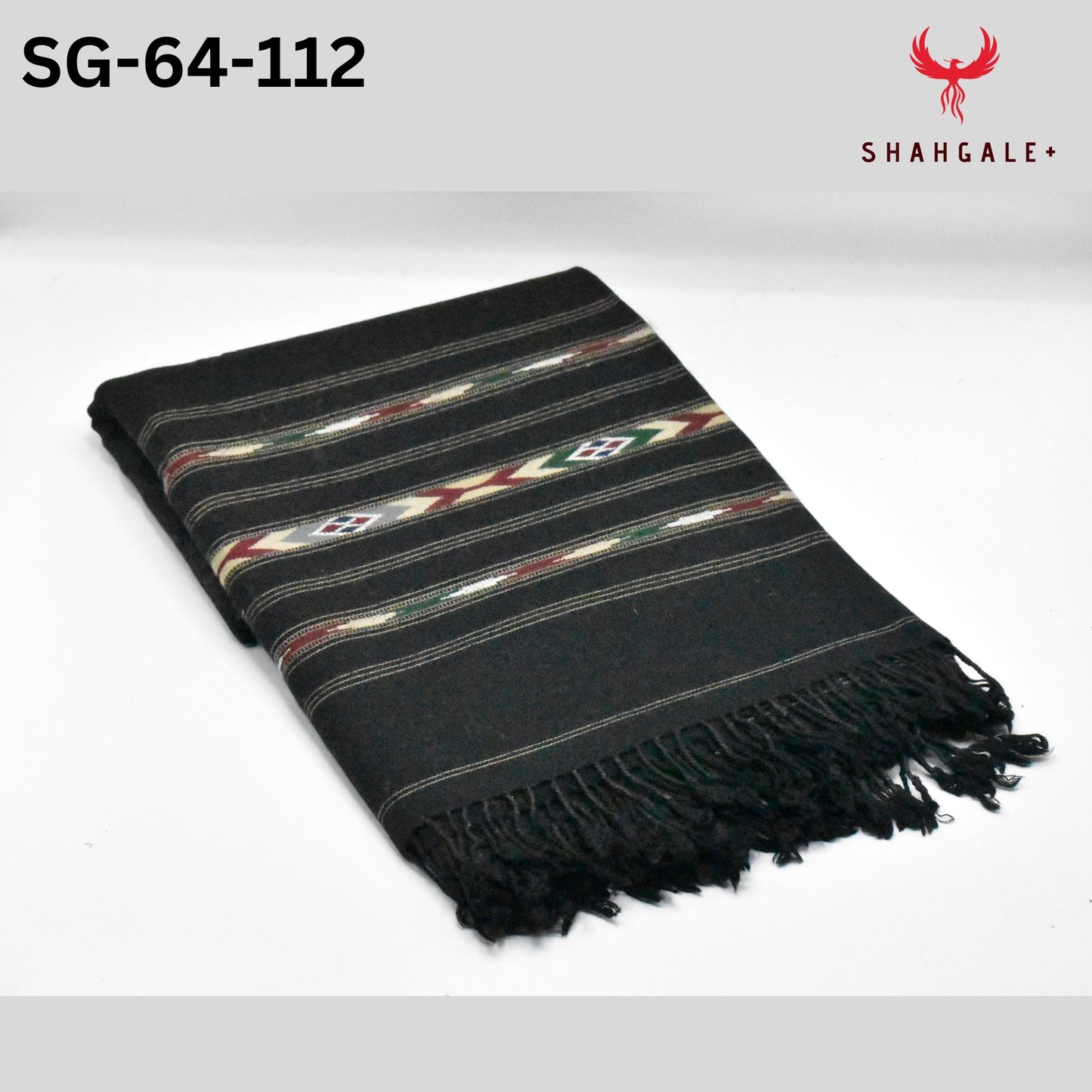 64 Wool Multi Flower Border (Black Color)